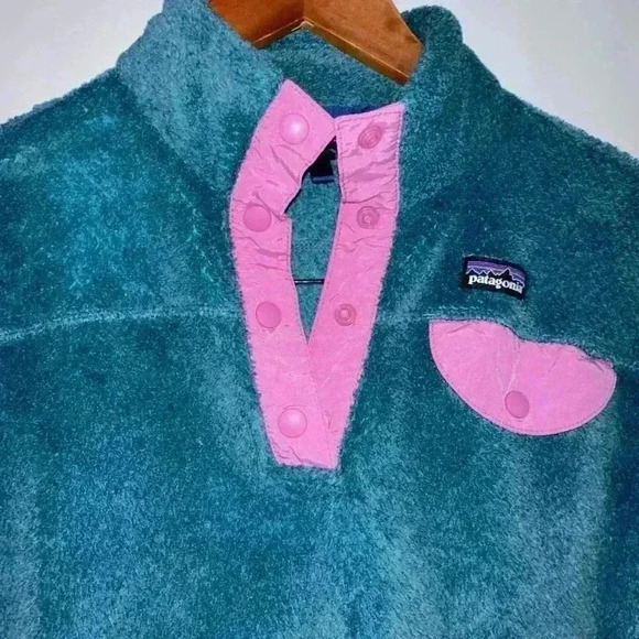 Patagonia Blue Fleece Pullover XXL for Youth / Purple Trim - Picture 3 of 14